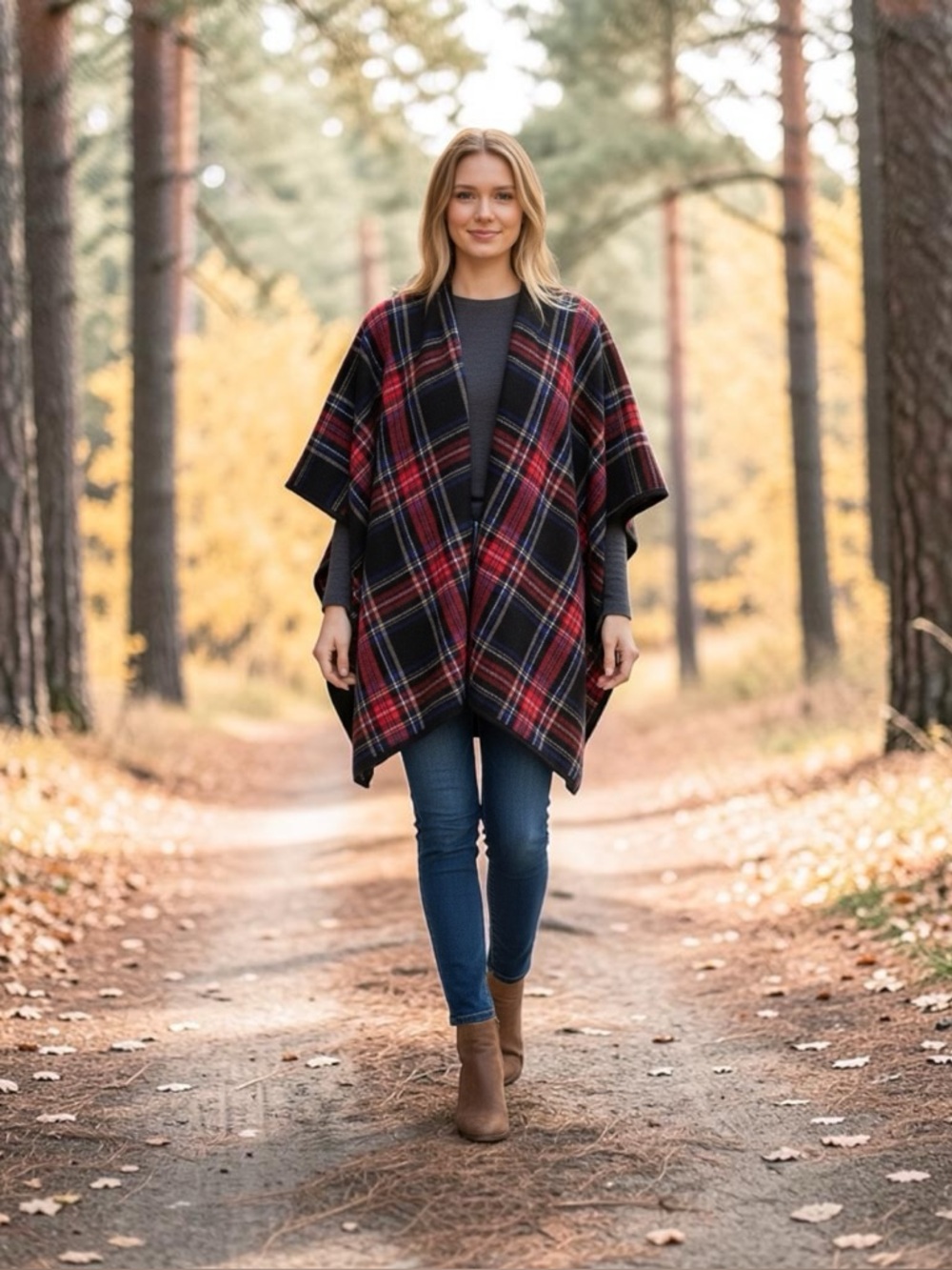 JAMES PAUL PLAID PONCHO NWT